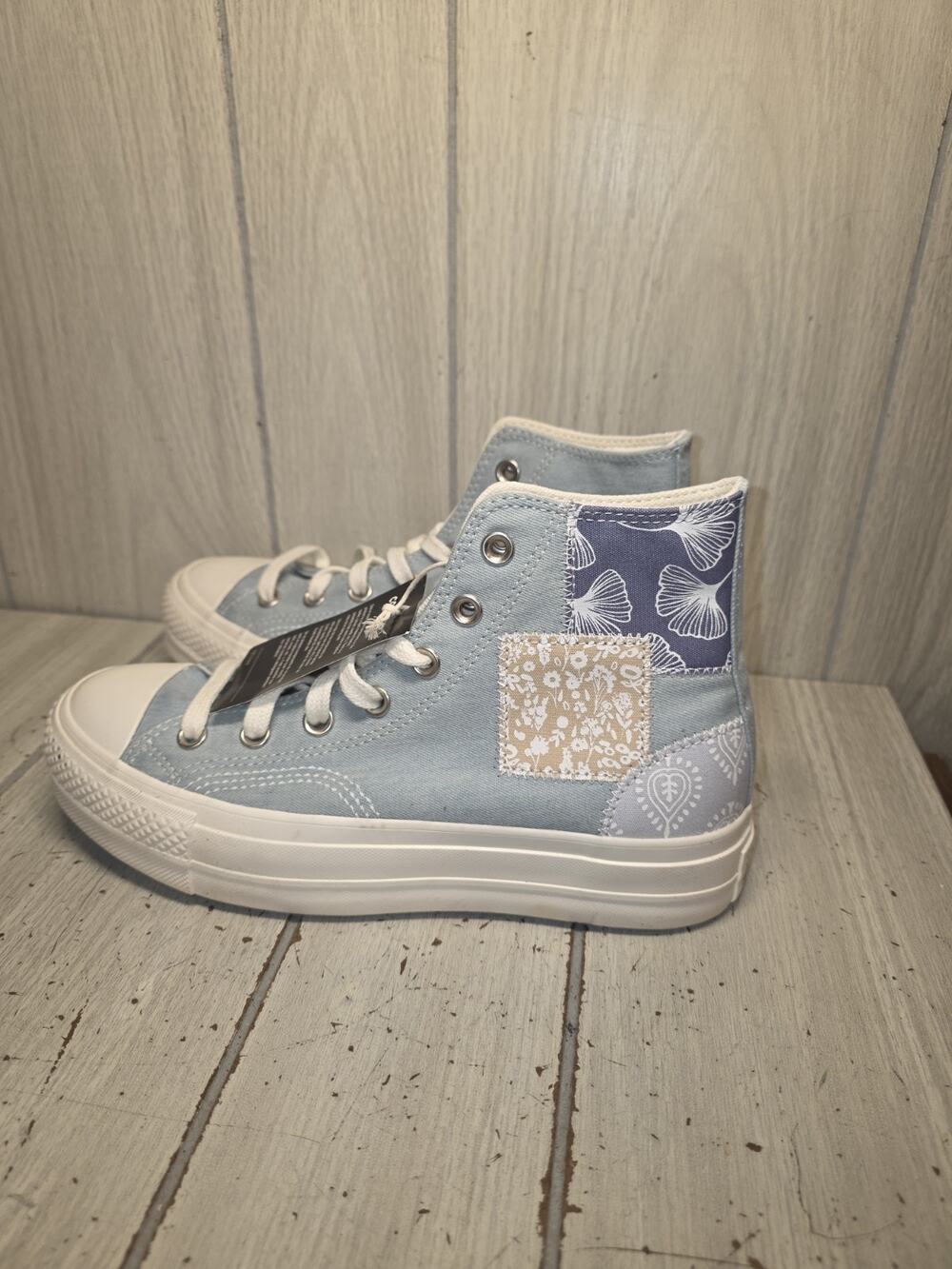 NEW Converse Chuck Taylor All Star Lift Platform Denim Patchwork Women's Size 8